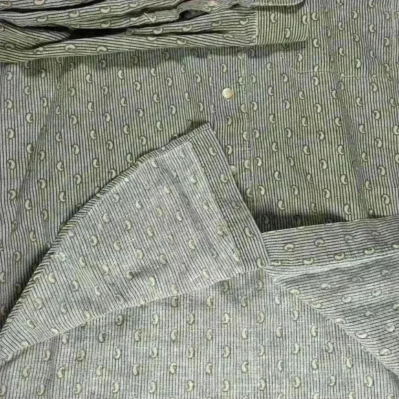 VINTAGE BUGLE BOY 80s Long Sleeve Button Up Blue Green Paisley Pattern Men XL - Picture 6 of 8